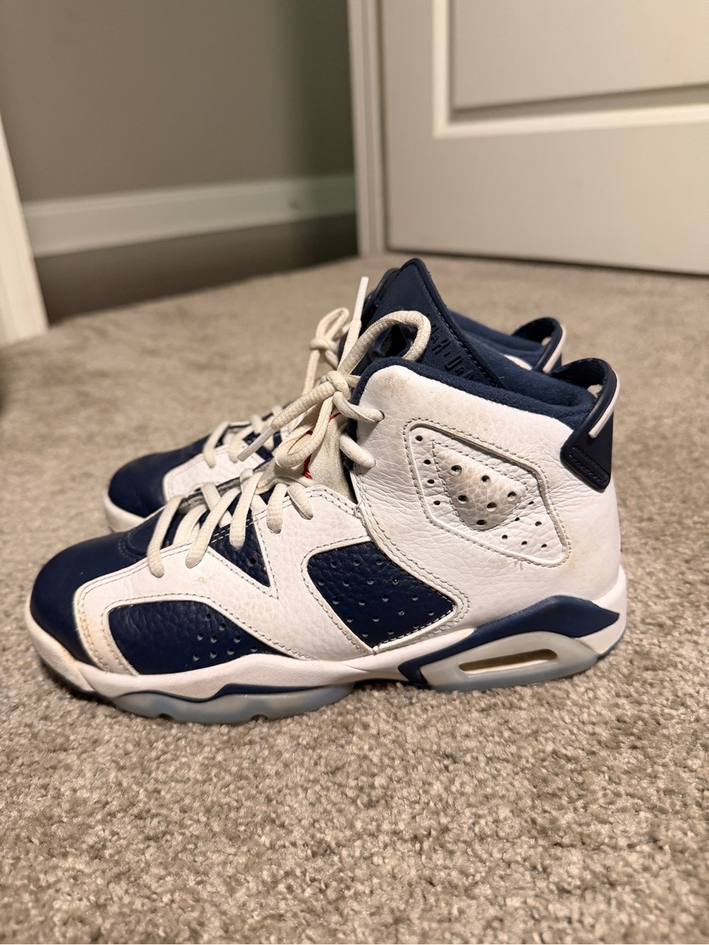 Jordan Kids Navy and White High-Top Sneakers